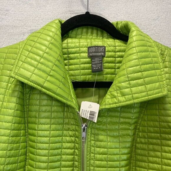 NEW Chicos Additions Green Quilted Zip Up Spring Jacket Size 2 (Large) Telluride - Picture 8 of 15